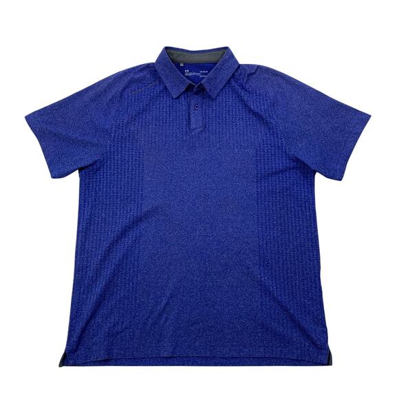 Under Armour Shirt Mens L Large Heathered Blue HeatGear Loose IsoChill Golf Polo - Picture 1 of 9